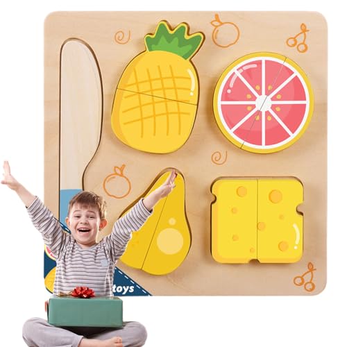 BSEID Holzspielzeug zum Schneiden von Lebensmitteln, Puzzlebrett aus Holz, Lernspielzeug für Rollenspiele, Spielzeug für Kinder von 0 bis 3 Jahren, Küchenspielzeug von BSEID