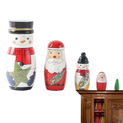 BSEID Matrjoschka im Weihnachtsstil – Set mit 5 Matrjoschkas aus Holz, Weihnachtspuppen, Weihnachtsdekoration für Couchtisch, Esstisch, Nachttisch, Studientisch BSEID Matrjoschka im Weihnachtsstil – Set mit 5 Matrjoschkas aus Holz, Weihnachtspuppen, Weihnachtsdekoration für Couchtisch, Esstisch, Nachttisch, Studientisch von BSEID