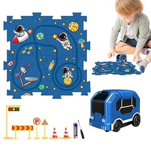 BSEID Puzzle-Spiel für Kleinkinder – Baupuzzle-Set Elektrische Strecke – wiederverwendbares elektrisches Schienenbau-Spielzeug für Jungen und Mädchen von BSEID
