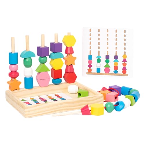 BSEID Sequenzspielzeug mit Holzperlen | Montessori stapelbare Holzblöcke, Lernblöcke für Farbige Formenauswahl, Sockenfüller BSEID Sequenzspielzeug mit Holzperlen | Montessori stapelbare Holzblöcke, Lernblöcke für Farbige Formenauswahl, Sockenfüller von BSEID