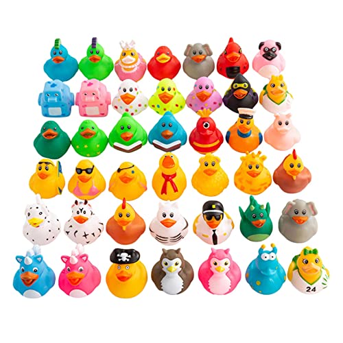 Gummienten, 25 Stück Mini-Enten, süße schwimmende Enten, verschiedene Badeenten, Baby-Entenspielzeug mit Quetschgeräusch, lustige Duschente, mehrfarbiges Baby-Badezubehör für Kinder, Kleinkinder und V von BSEID