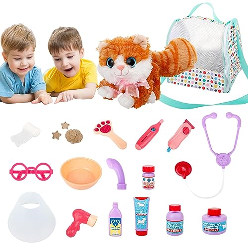 Haustier-Pflege-Set, wiederverwendbares Haustier-Pflege-Spielzeug, medizinisches Kit für Haustiere, Plüschtiere für Tierklinik, Mini-Tierarztspielzeug, Veterinärspiel von BSEID