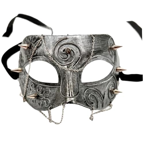 Masquerade -Maske mit Kette für Männer Frauen, Retro mittelalterliche Punk -Kostümmaske für Mardi Gras Halloween Masquerade Ball Cosplay Party Party Kleid Masquerade -Maske mit Kette für Männer Frauen, Retro mittelalterliche Punk -Kostümmaske für Mardi Gras Halloween Masquerade Ball Cosplay Party Party Kleid von BSFDORPOT
