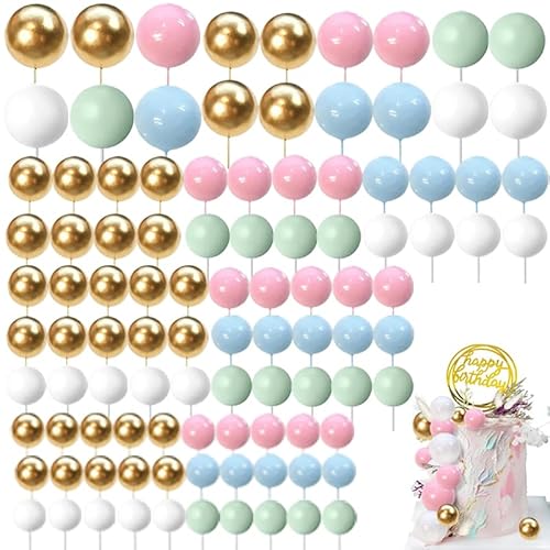 BSITSSS 100 Stück Tortendeko Kugeln Tortendeko Geburtstag, Kugel Cake Topper Mini Schaum Ball Kuchen Dekoration Happy Birthday Cake Topper DIY Torten Deko (Gold Grün Weiss Rosa Blau) BSITSSS 100 Stück Tortendeko Kugeln Tortendeko Geburtstag, Kugel Cake Topper Mini Schaum Ball Kuchen Dekoration Happy Birthday Cake Topper DIY Torten Deko (Gold Grün Weiss Rosa Blau) von BSITSSS