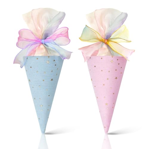 BSITSSS 2 STK Einschulung Geschwister Schultüte, Pink und Blau Schultüte klein, Kleine Schultüte Jungen Mädchen, Geschwisterschultüte für Schüler Studenten von BSITSSS