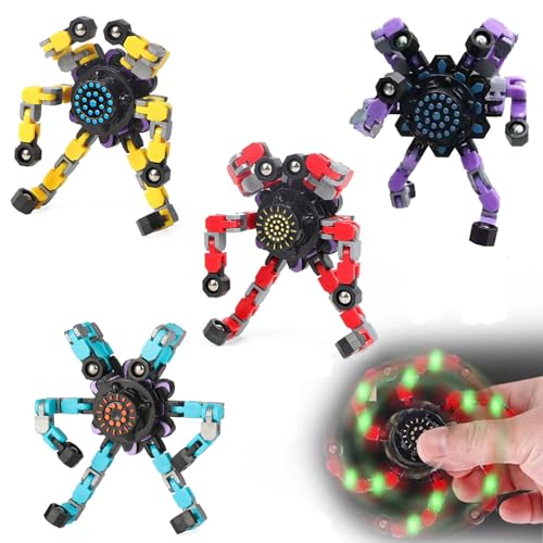 BSITSSS 4 Stück Fingertip Spin Top Toy, Roboter Fidget Toys Fidget Spinner, DIY Transformable Spinner Spielzeug Stress Relief Spinner Toy für Children Adults, Creative Finger Spinner BSITSSS 4 Stück Fingertip Spin Top Toy, Roboter Fidget Toys Fidget Spinner, DIY Transformable Spinner Spielzeug Stress Relief Spinner Toy für Children Adults, Creative Finger Spinner von BSITSSS
