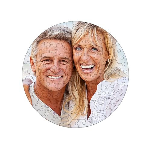 Benutzerdefinierte Bilderpuzzles aus Fotos Rund 68/120/195 Teile Personalisiertes Puzzle für Erwachsene Holz Einzigartige Geschenke für Papa, Mutter, Freunde und Paare (120 Stück) von BSKJMMP
