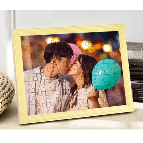 Custome Puzzle aus Holz mit Fotorahmen, 500 Teile mit Buchstabenrückseite, Puzzles für Familie, einzigartige Geschenke für Familie, Erwachsene, Haustier, Urlaub, Geburtstag, Hochzeit, 52 x 38 cm von BSKJMMP