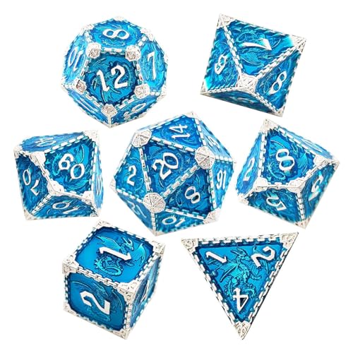 Dice Mechanische Dungeons und Drachen aus Metall, für Rollenspiele, 7 Stück, Blau von BSKJMMP
