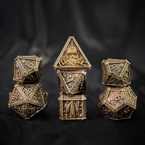 Metallwürfel-Set für D&D-7-in-1-RPG-Würfel mit Relief, Geschenk für Dungeon-Meister, für DND-Spieler, polyedrisches Rollenspiel von BSKJMMP