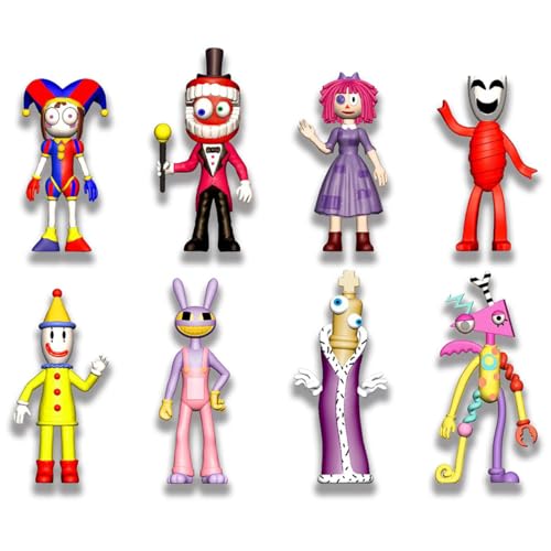 BSNRDX Mini Figure Set 8 Stück Circus Actionfigur, D-igital Circus Figures Set Cake Topper, Actionfiguren Bewegliche Gelenke für Kindergeburtstag Kuchen Dekoration Office Sammler Party Liefert Junge von BSNRDX