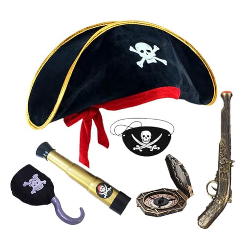 BSNRDX Piratenkostüm Kinder Kostüm Zubehör,Pirat Jungen Mädchen,Pirate Kostüm Zubehör,Piratenhut, Fernglas, Augenklappe, Piratensäbel, Kompass, Handschuhhaken Zubehörset,Cosply Kostüm Kinder Jungen BSNRDX Piratenkostüm Kinder Kostüm Zubehör,Pirat Jungen Mädchen,Pirate Kostüm Zubehör,Piratenhut, Fernglas, Augenklappe, Piratensäbel, Kompass, Handschuhhaken Zubehörset,Cosply Kostüm Kinder Jungen von BSNRDX