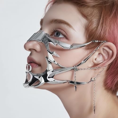 BSOKEIXD Maskerade-Maske, Stahl-Halbmaske, Damenkostüm, halbes Gesicht, Halloween, Party, Abschlussball, Metall, Hallowmas, Geschenk, Zubehör von BSOKEIXD