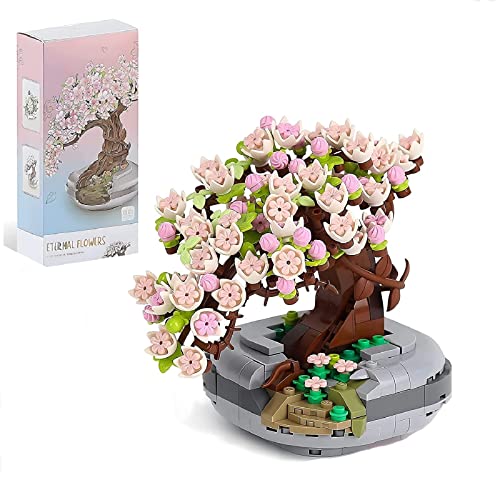 Sukkulenten-Bonsai-Blöcke-Set, Mini-Kirschblütenbaum, Bonsai, kreative DIY-Mini-Partikel, botanische Sammlung, Bauspielzeug-Set für Erwachsene, nicht kompatibel mit Lego (Sakura-Baum, 426 Stück) von BSOMAM