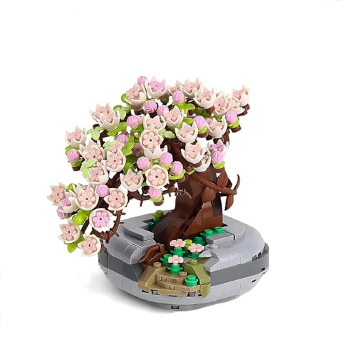 Sukkulenten-Bonsai-Blöcke-Set, Mini-Kirschblütenbaum, Bonsai, kreative DIY-Mini-Partikel, botanische Sammlung, Bauspielzeug-Set für Erwachsene, nicht kompatibel mit Lego (Sakura-Baum, 426 Stück) von BSOMAM