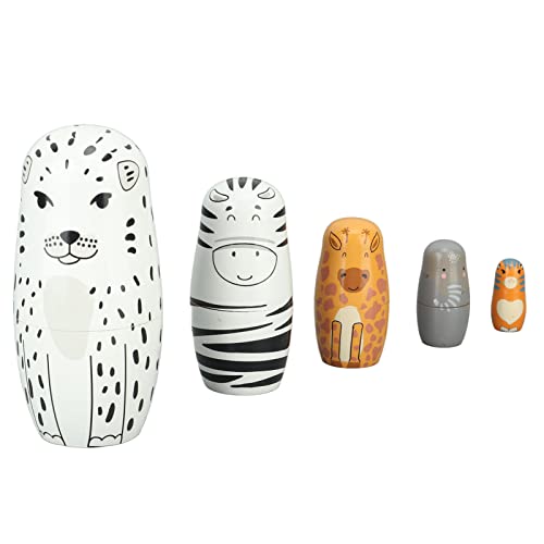 BSTCAR 5 Stück Russische Nistpuppen Handgemachtes Spielzeug Holztier Nistpuppen Kinder Weihnachten Geburtstag Halloween Wunschgeschenk von BSTCAR