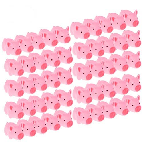 BSTCAR 50 Stück Gummi Schweine mit Quietscher, Kawaii Süße Klein Schweinchen Squishy, Weiches Quetsch Spielzeug Badespielzeug Geschenke für Babys Kinder von BSTCAR