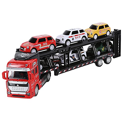BSTCAR Carrier Truck Spielzeugspiel-Figuren Fahrzeuge Kinder Transportwagen Stanze Spielzeugauto-Flugzeugwagen mit 6 Spielzeugautos für 3-8 Jahre Alte Kinder (Rot) von BSTCAR