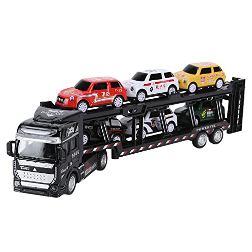 BSTCAR Carrier Truck Spielzeugspiel-Figuren Fahrzeuge Kinder Transportwagen Stanze Spielzeugauto-Flugzeugwagen mit 6 Spielzeugautos für 3-8 Jahre Alte Kinder (Schwarz) von BSTCAR