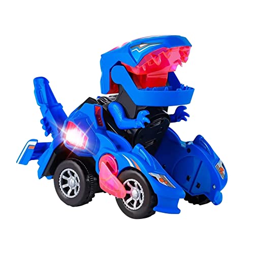 BSTCAR Dinosaurier Auto Spielzeug mit blinkenden Lichtern und Sound, Dinosaurier Transforming Car Elektrische Dinosaurier Spielzeug für Kinder von BSTCAR