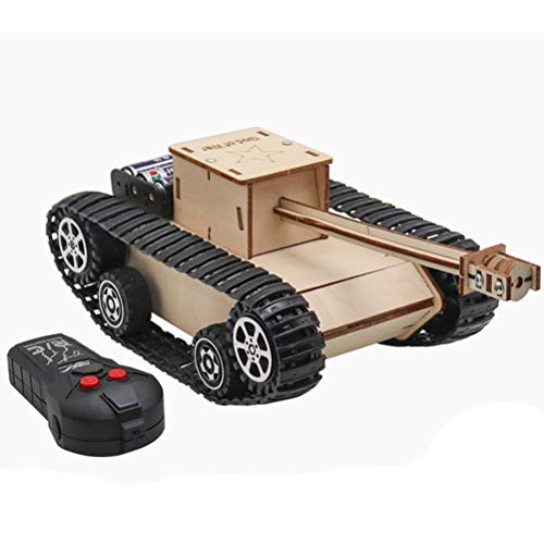 BSTCAR Ferngesteuerter Panzer, Selbstgebautes Panzerspielzeug aus Holz,RC Panzer Retro Panzer Spielzeug Lernspielzeug Experimentierkasten für Kinder ab 8 9 10 11 12 von BSTCAR