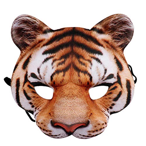 BSTCAR Halbe Gesichtsmaske Halloween Tiger Cosplay Maske Realistische Tiger Masken Tier Maske für Maskerade Halloween, Fancy Dress Party (Golden) von BSTCAR