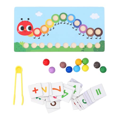 BSTCAR Holzklammer Perlen Spielzeug Kinder Baby Raupe Brettspiele Mathe Zählen und Montessori Puzzle Jigsaw Early Education Puzzle Brettspiel von BSTCAR