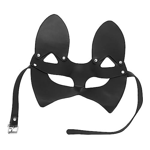 BSTCAR Katze Maske halbe Gesicht Maske schwarz Katze Maske PU Leder Tier halbe Gesicht Maske für Halloween Party Home Club,Einheitsgröße von BSTCAR
