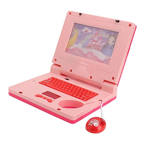 BSTCAR Kinder Lernen Laptop interaktive pädagogische Computer Spielzeug LED Musik elektronisches Spielzeug Computer für Kinder Baby (Rosa, Nicht einziehbare Maus) von BSTCAR
