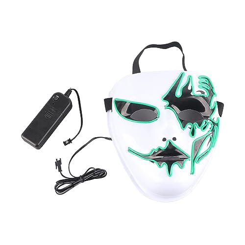 BSTCAR Maskerade leuchtende Maske mit EL Kaltlicht, leuchtende Maske ferngesteuert gruselige weiße Maske für Cosplay Party Festival Halloween Kostüm (Dunkelgrün) von BSTCAR
