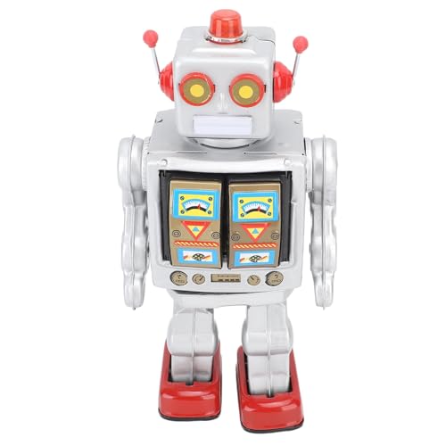 BSTCAR Metall Zinn Roboter Spielzeug Vintage Roboter Elektrische Roboter Spielzeug Laufen und Drehen Figuren Geschenk für Kinder,Sammelbare Desktop Ornamente (Silber) von BSTCAR