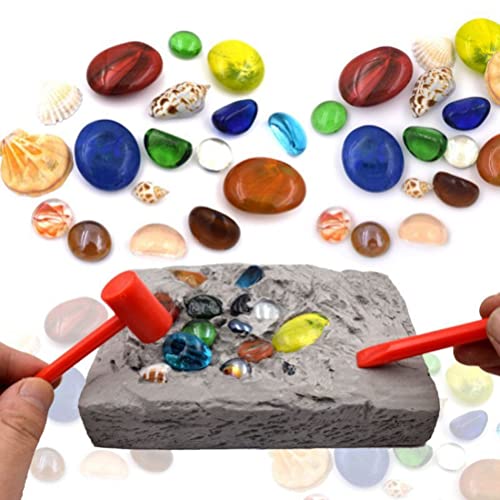 BSTCAR Mineralien Ausgrabungsset mit 17 Edelsteinen und 3 Bergbauwerkzeugen, Ausgrabungsspielzeug Ausgrabungsset Lernspielzeug Geschenke für Kinder Junge und Mädchen von BSTCAR