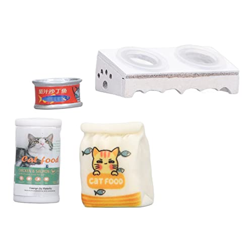 BSTCAR Puppenhaus Katzenfutterschüssel 1:12 Maßstab Miniatur Haustier Leckerli Schüssel Set Cute Mini Modell Pretend Play DIY Dekoration Zubehör Puppenhaus (A) von BSTCAR