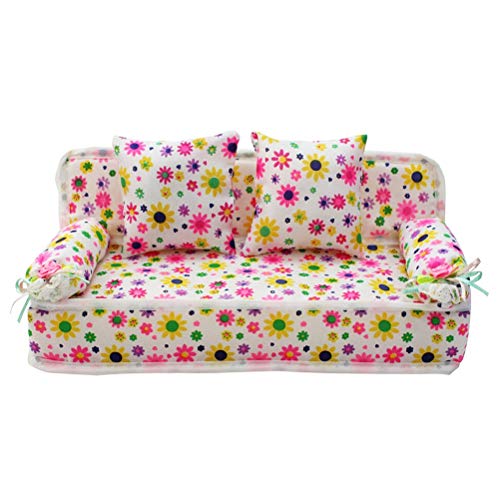 BSTCAR Puppenhaus Möbel, Mini Sofa mit 2 Kissen Puppenhaus Zubehör, Mädchenspielzeug, Geburtstagsgeschenk von BSTCAR