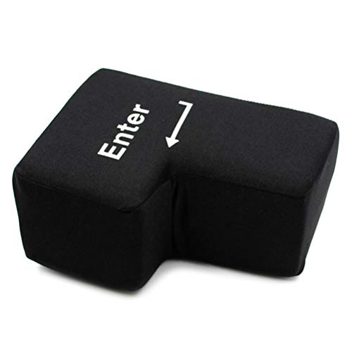 BSTCAR Schwarzes Enter-Kissen, Enter-Taste Plüschtier mit USB-Kabel, große Enter-Taste Stressabbau Plüschtier Puppe Schreibtisch Spielzeug für Erwachsene (Schwarz) von BSTCAR