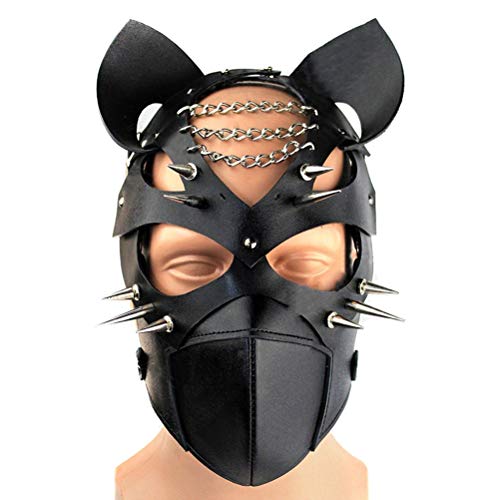 BSTCAR Vollgesichts-Hundemaske, Cosplay-Hund, Vollgesichts-PU-Leder-Hundemaske, für Männer und Frauen, Halloween-Maske, Cosplay-Requisiten, Passend für die Meisten (Schwarz) von BSTCAR