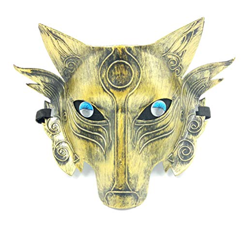 BSTCAR Wolfsmaske Plastikmaske Tiermaske Neuheit Wolf Cosplay Maske Halbmaske für Maskerade Halloween, Fasching Party (Golden) von BSTCAR