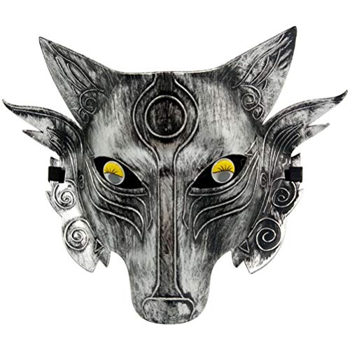 BSTCAR Wolfsmaske Plastikmaske Tiermaske Neuheit Wolf Cosplay Maske Halbmaske für Maskerade Halloween, Fasching Party (Silber) von BSTCAR