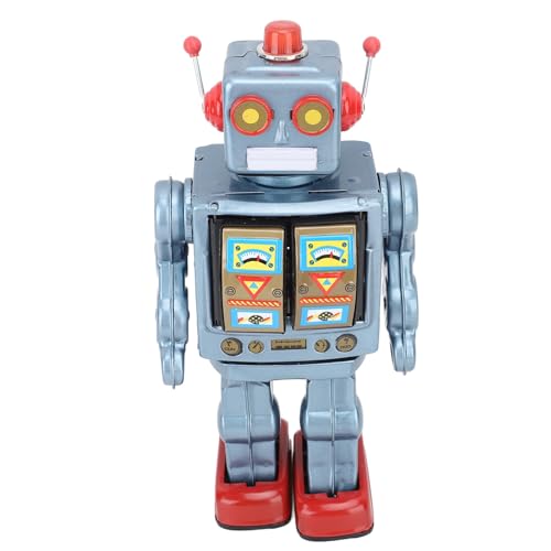 Metall Zinn Roboter Spielzeug Vintage Roboter Elektrische Roboter Spielzeug Laufen und Drehen Figuren Geschenk für Kinder,Sammelbare Desktop Ornamente (Blau) von BSTCAR