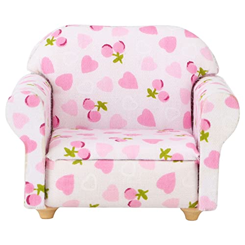 Puppenhaus Couch 1:12 Skala Miniatur Herz Erdbeere Single Sofa Möbel Handwerk Puppenhaus Dekoration Zubehör von BSTCAR
