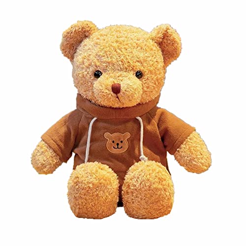 30 cm Teddybär Stofftiere weicher Plüsch niedlicher Teddybär mit Kapuzenpullover Puppe für Jungen Mädchen (braun) von BSVOME