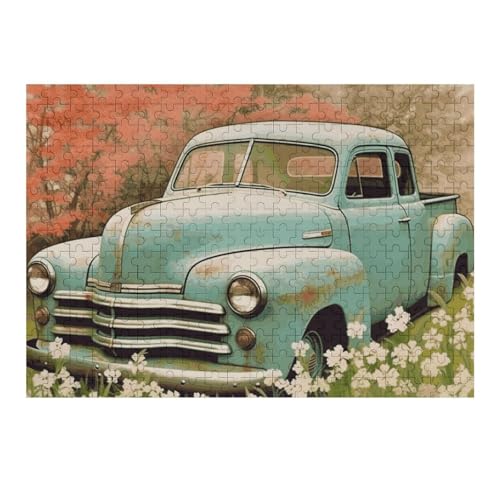 300 PCS Jigsaw Puzzles Spring Retro Car Puzzles Personalized Puzzle Wooden Picture Puzzle for Adults Photo Puzzle Art Wall Hanging Decor for Birthday Wedding Valentine's Day Anniversary von BTCOWZRV