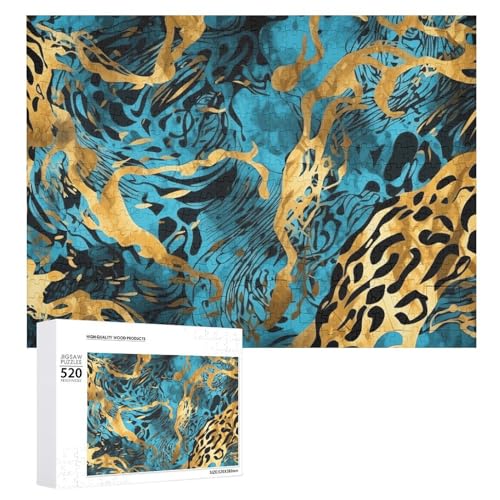 520-teiliges Puzzle, blaues und goldenes Bild, Puzzles für Erwachsene, anspruchsvolles Puzzle, personalisiertes Holzpuzzle, Fotopuzzle, Geschenke, 52,1 x 38,1 cm 520-teiliges Puzzle, blaues und goldenes Bild, Puzzles für Erwachsene, anspruchsvolles Puzzle, personalisiertes Holzpuzzle, Fotopuzzle, Geschenke, 52,1 x 38,1 cm von BTCOWZRV