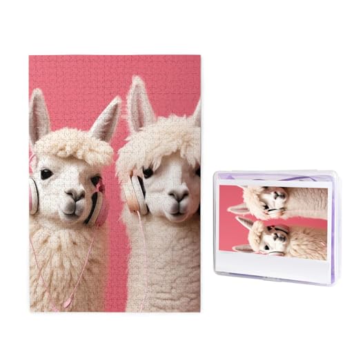 Alpaka, Musikhören, Puzzle, 1000 Teile, personalisiertes Puzzle, Holzbild, Puzzle für Erwachsene, Fotopuzzle, Kunst, Wandbehang, Dekoration für Geburtstag, Hochzeit, Valentinstag, Jahrestag Alpaka, Musikhören, Puzzle, 1000 Teile, personalisiertes Puzzle, Holzbild, Puzzle für Erwachsene, Fotopuzzle, Kunst, Wandbehang, Dekoration für Geburtstag, Hochzeit, Valentinstag, Jahrestag von BTCOWZRV