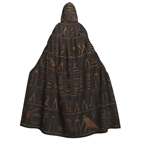 Ancient Map World Globe Print Unisex Hooded Cloak Halloween Cloak Hooded Robe Adult Cape Cosplay Costumes, Ägyptische Hieroglyphe, Einheitsgröße von BTCOWZRV