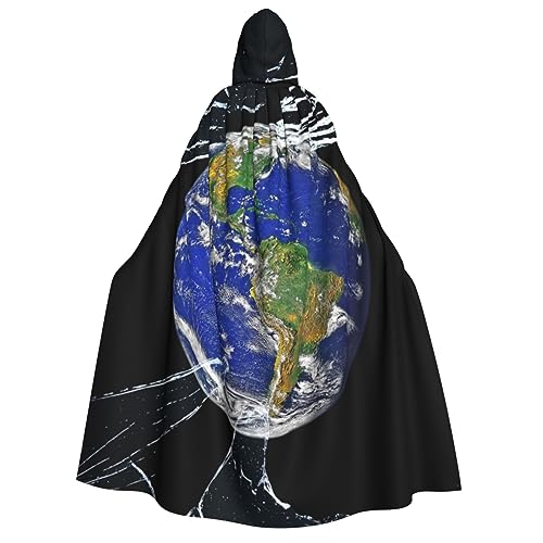 BTCOWZRV Echo Shapes & Circles Print Unisex Hooded Cloak Halloween Cloak Hooded Robe Adult Cape Cosplay Costumes, earth, Einheitsgröße von BTCOWZRV