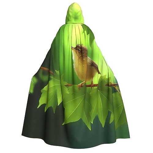 BTCOWZRV Green Nature Print Unisex Hooded Cloak Halloween Cloak Hooded Robe Adult Cape Cosplay Costumes, Green Nature, One Size von BTCOWZRV