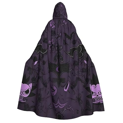 BTCOWZRV Roast Chicken Hen Farm Print Unisex Hooded Cloak Halloween Cloak Hooded Robe Adult Cape Cosplay Costumes, Purple Black Goth Spooky, One Size von BTCOWZRV