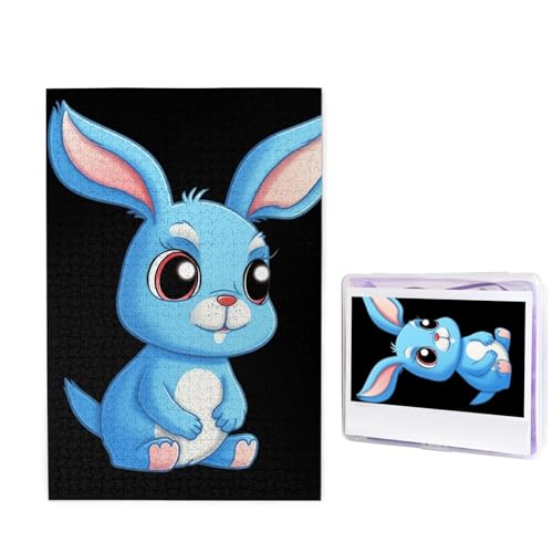 Blaue Augen Kaninchen Cartoon Puzzles 1000 Teile Puzzle Personalisiertes Puzzle Holzbild Puzzle für Erwachsene Foto Puzzle Kunst Wandbehang Dekor für Geburtstag Hochzeit Valentinstag Jahrestag von BTCOWZRV