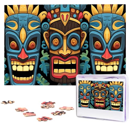 Buntes Tiki-Maskenmuster-Puzzle, personalisiertes Holzpuzzle, 1000 Teile, individuelle Puzzle, Bildpuzzle, Hochzeitspuzzle für Erwachsene, Geburtstage, Muttertag Buntes Tiki-Maskenmuster-Puzzle, personalisiertes Holzpuzzle, 1000 Teile, individuelle Puzzle, Bildpuzzle, Hochzeitspuzzle für Erwachsene, Geburtstage, Muttertag von BTCOWZRV